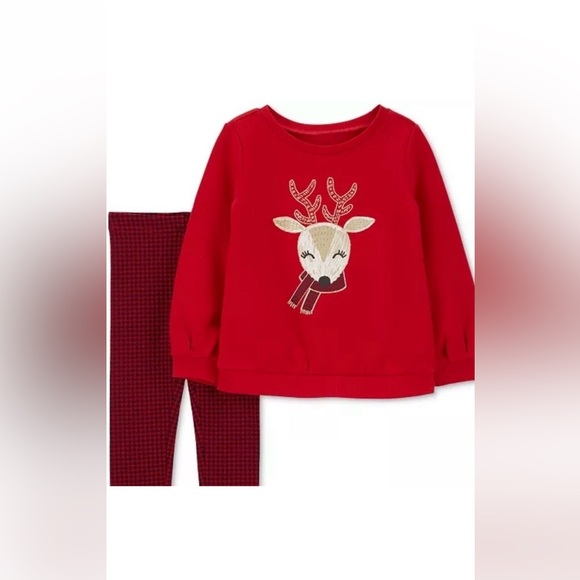 Other - Carter’s Girls 2 piece Reindeer Fleece Top and Leggings
